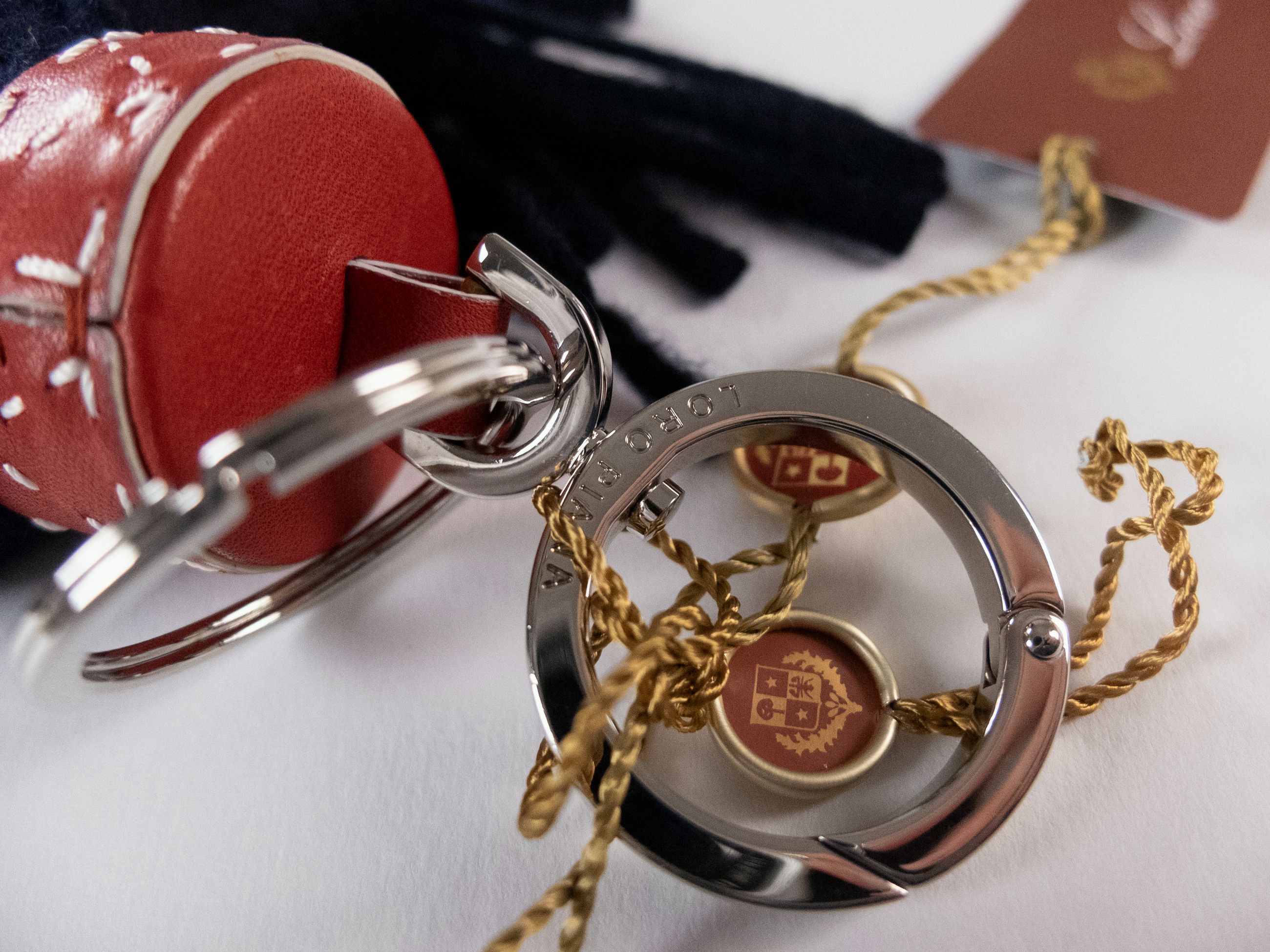 Loro Piana LORO PIANA red & navy blue cashmere tasseled keyring / charm Size ONE SIZE - 4 Thumbnail