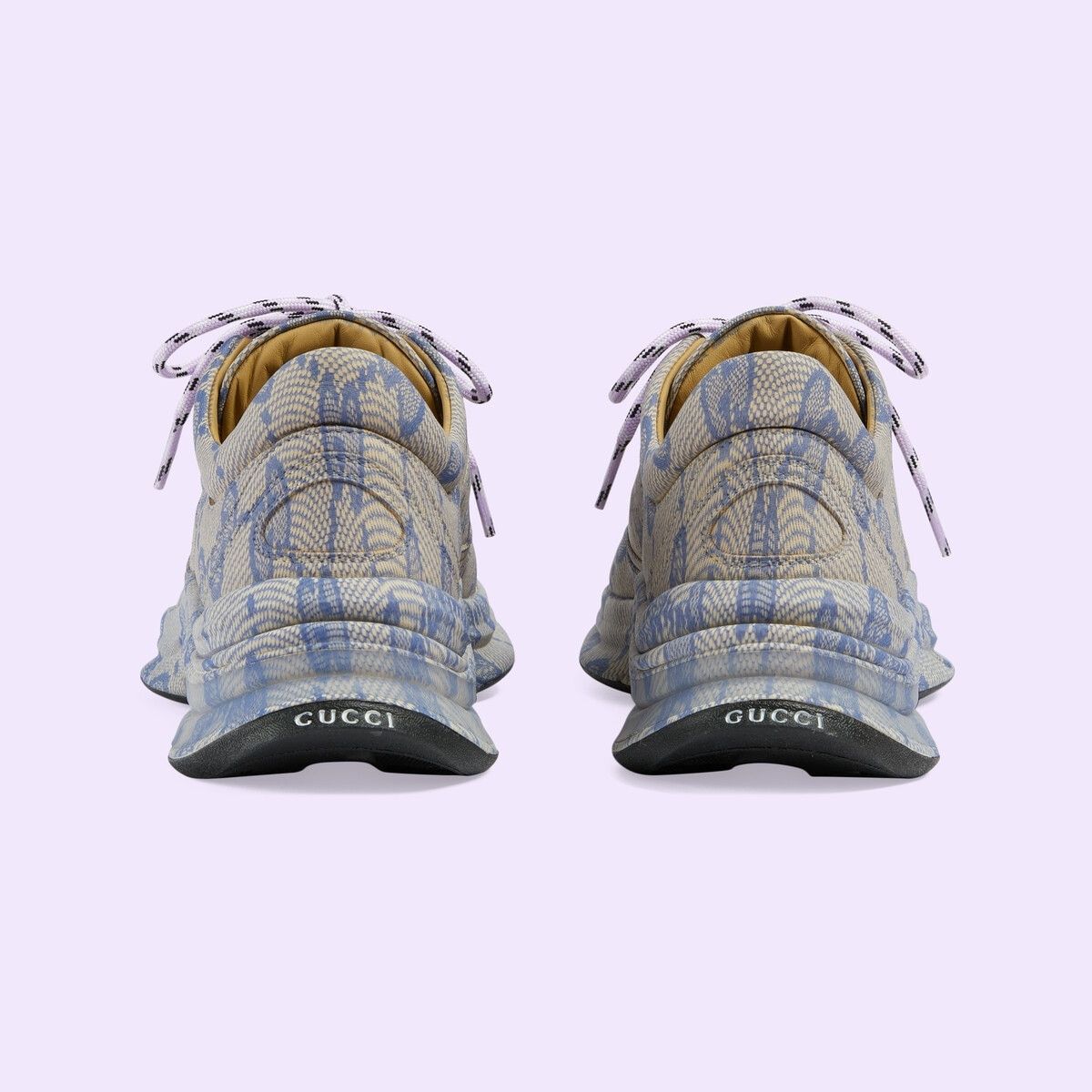 Gucci o1s1wg110225 Women's Gucci Run Sneakers in Beige & Blue Size US 7.5 / IT 37.5 - 3 Thumbnail