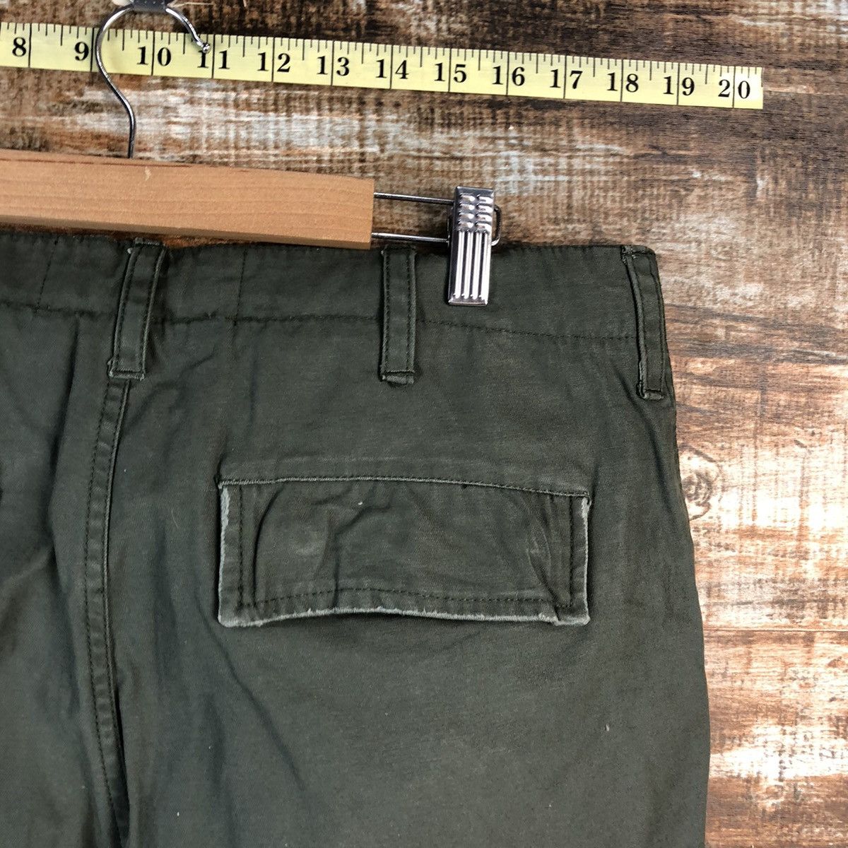 Japanese Brand Asna Dispec utility Green Cargo Multipocket Pants #A2435 Size US 33 - 19 Thumbnail