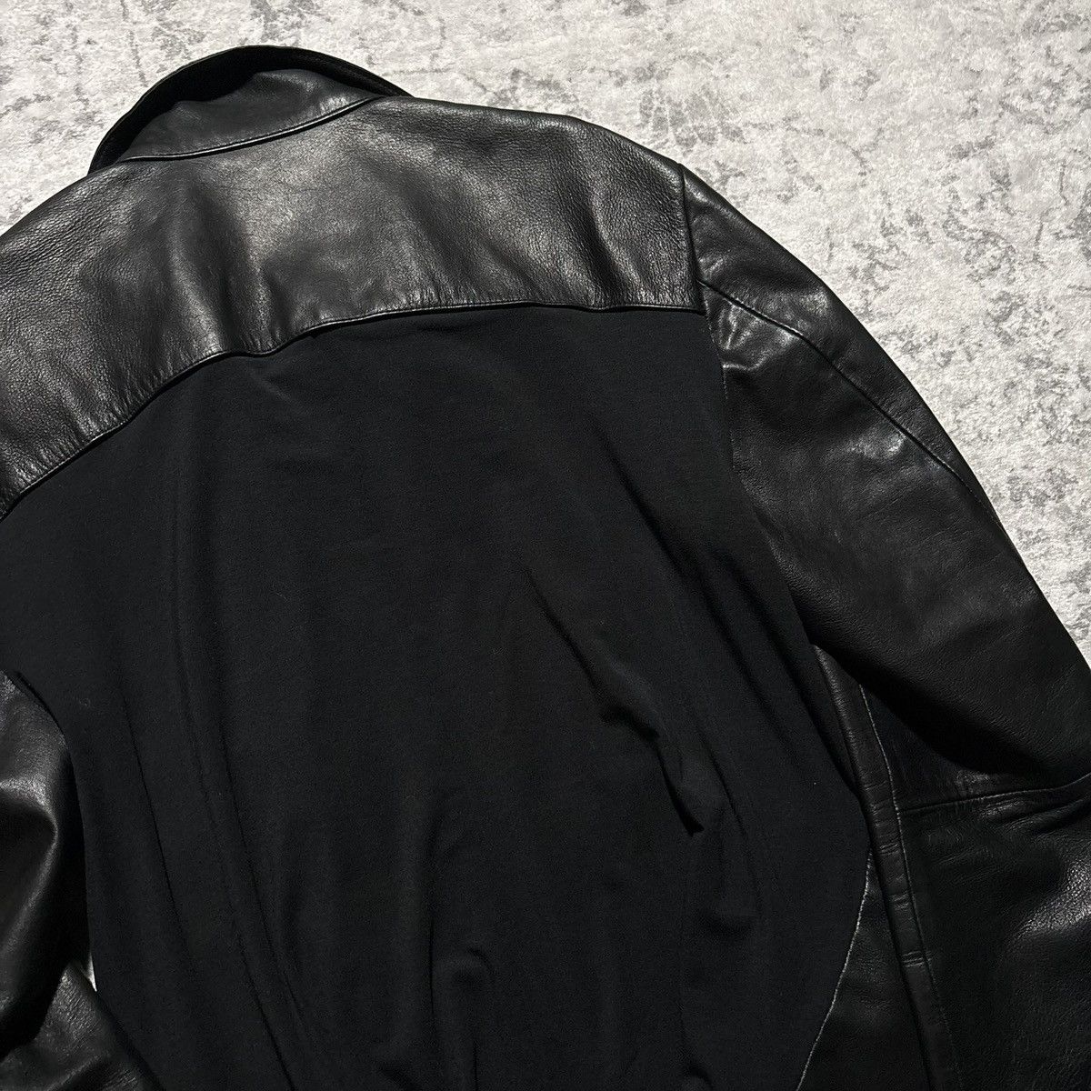 Shellac Shellac Paneled Hybrid High Neck Leather Jacket | Size 50 Size US L / EU 52-54 / 3 - 6 Thumbnail