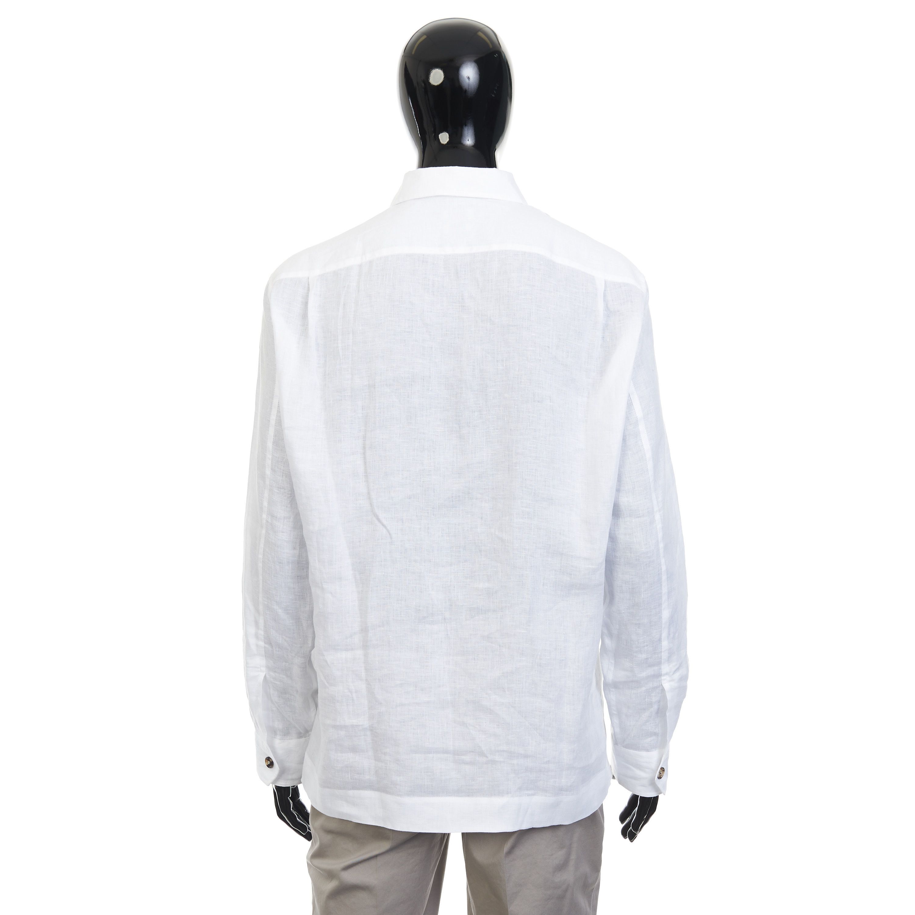 Brunello Cucinelli White Linen Shirt Jacket Size US L / EU 52-54 / 3 - 5 Thumbnail