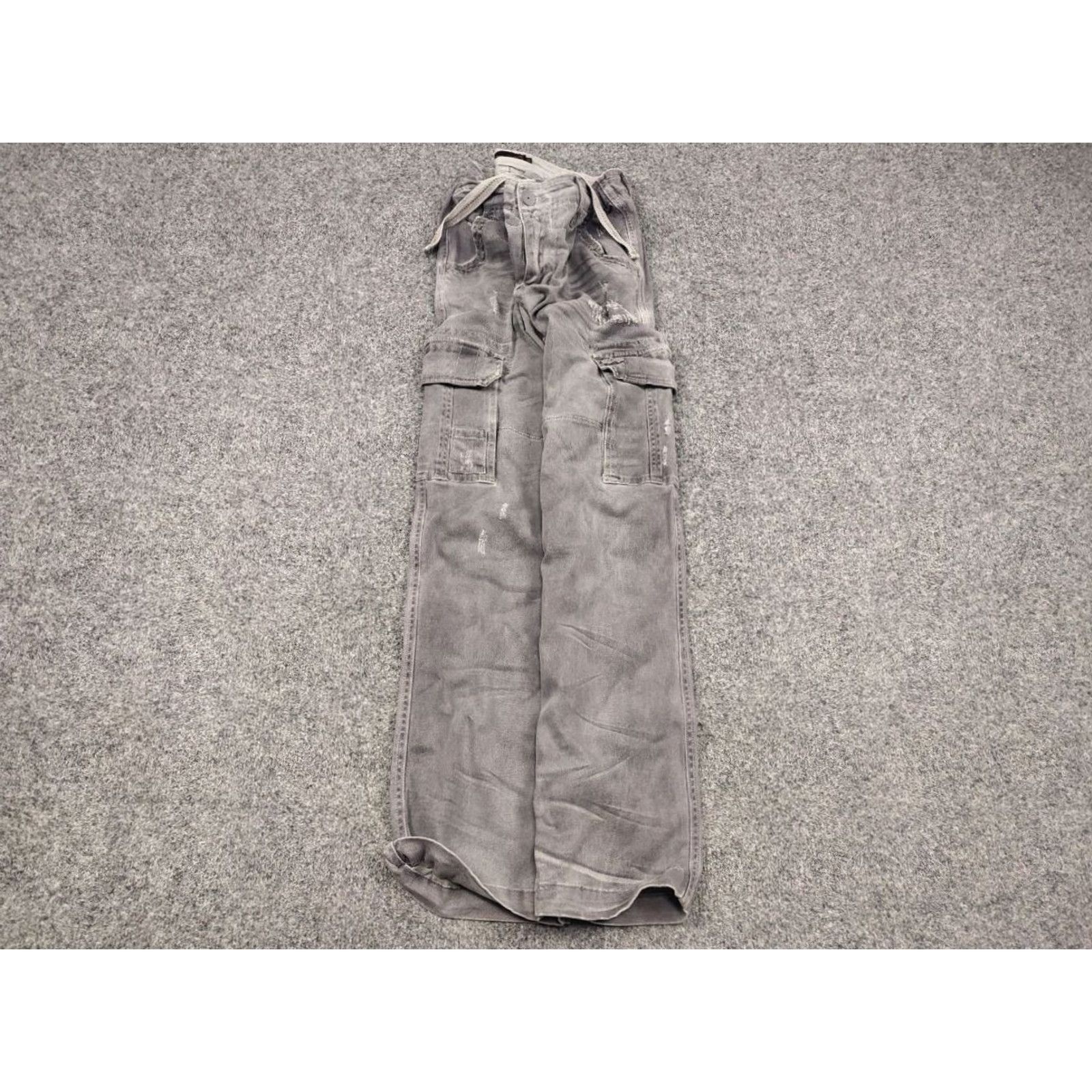 Vintage Alpha Industries Cargo Pants Mens Regular 32 Gray Cotton Blend Cargo Pocket 90s Army Canvas Straight Flat Front Size US 32 / EU 48 - 2 Thumbnail