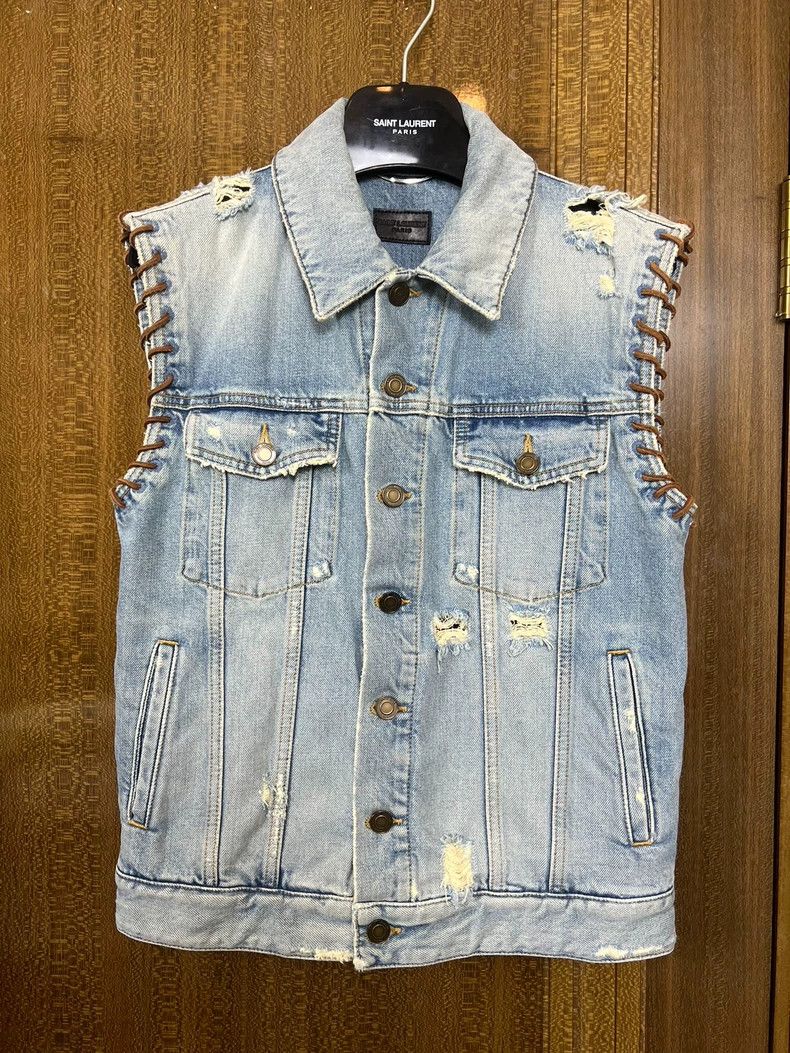 Saint Laurent Paris 19ss destroys denim vest