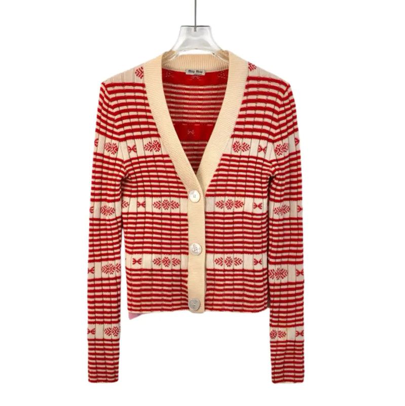 Miu Miu Miu Miu Color Block Wool Cardigan for Women 0089 Size S / US 4 / IT 40 - 1 Thumbnail