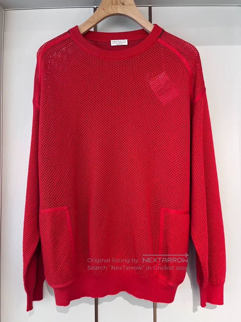 Brunello Cucinelli Brunello Cucinelli All Cotton Openwork Knit Sweater Size L / US 10 / IT 46 - 2 Thumbnail