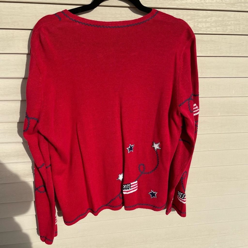 Talbots Talbots Petites Patriotic Flag Stars Sweater Size LP Size L / US 10 / IT 46 - 6 Thumbnail