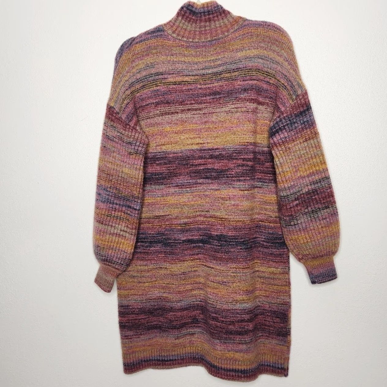 Loft VINTAGE LOFT Striped Mauve Sweater Dress Large Petite Cozy Soft Knit Winter Fall Ladies Size L / US 10 / IT 46 - 5 Thumbnail