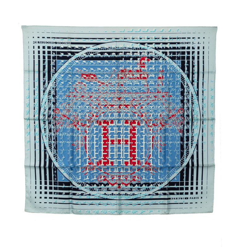 image of Hermes Carré Faubourg Seconde Silk Scarf in Blue, Women's