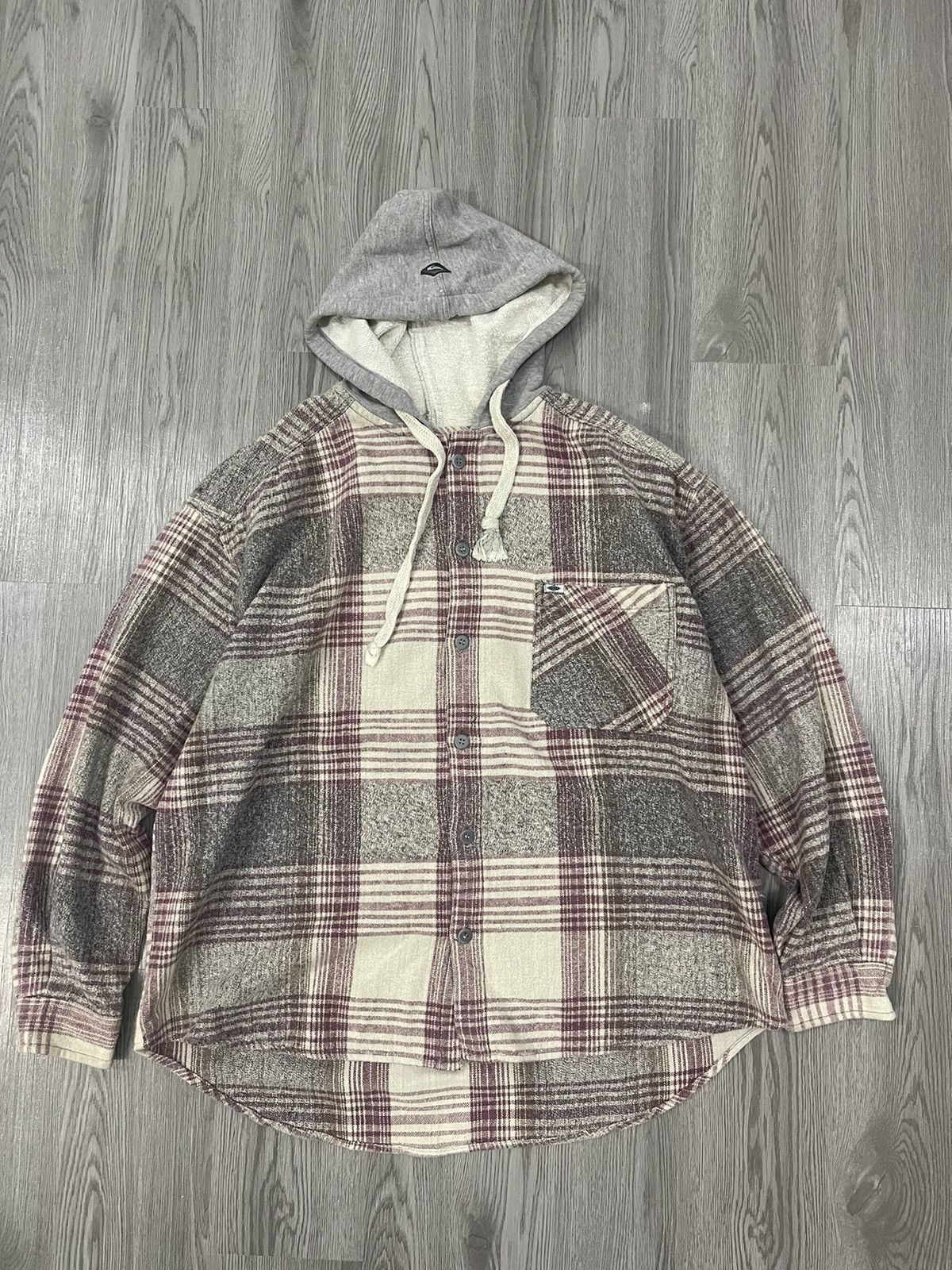 Quiksilver Quiksilver Saltwater denim plaid oversized hooded flannel Size US M / EU 48-50 / 2 - 5 Thumbnail