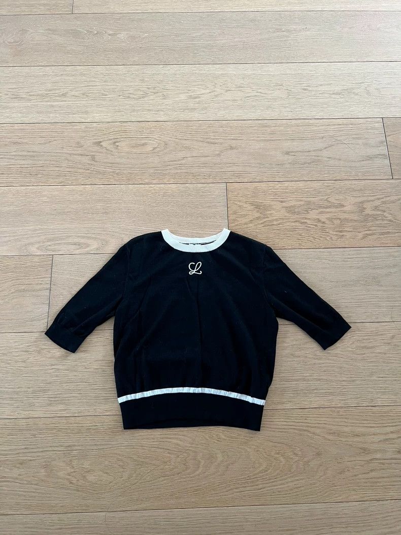 LOEWE Black logo knit short sleeved top