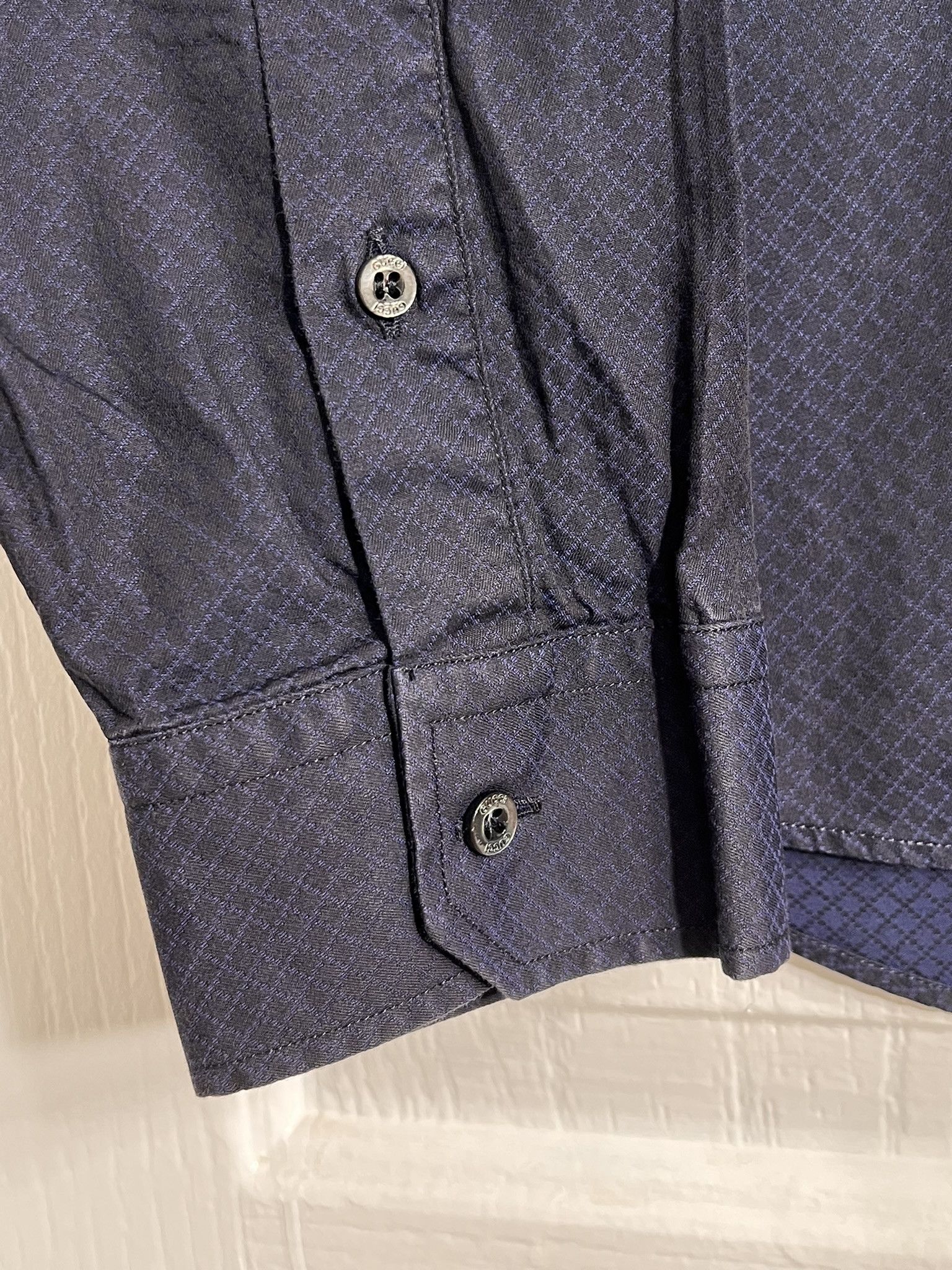 Gucci GUCCI Diamante Long Sleeve Dress Shirt Slim Fit Blue 41/16 Size US M / EU 48-50 / 2 - 4 Thumbnail