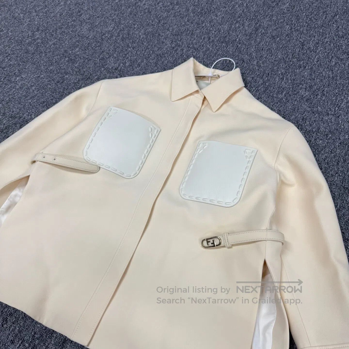 Fendi FENDI Pocket leather patch, belt, shirt-style jacket| Size L / US 10 / IT 46 - 3 Thumbnail
