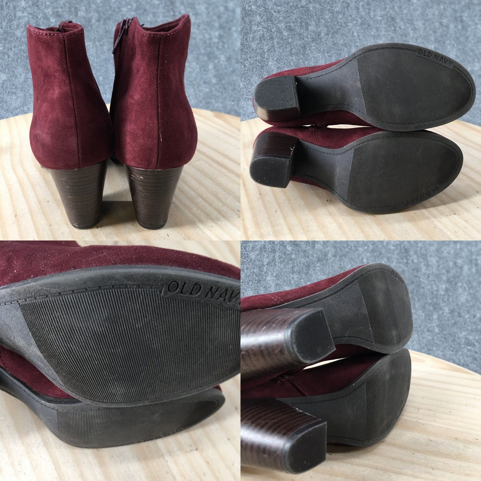 Old Navy Old Navy Boots Womens 8 Oxblood Ankle Booties Heels Red Faux Suede Leather Zip Size US 8 / IT 38 - 9 Thumbnail