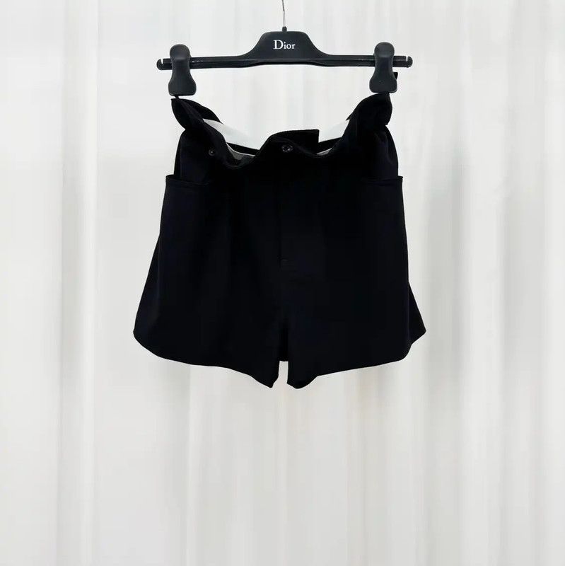 Miu Miu Miu Miu Black Wool Embroidered Logo Shorts 0089 Size 23" - 1 Thumbnail