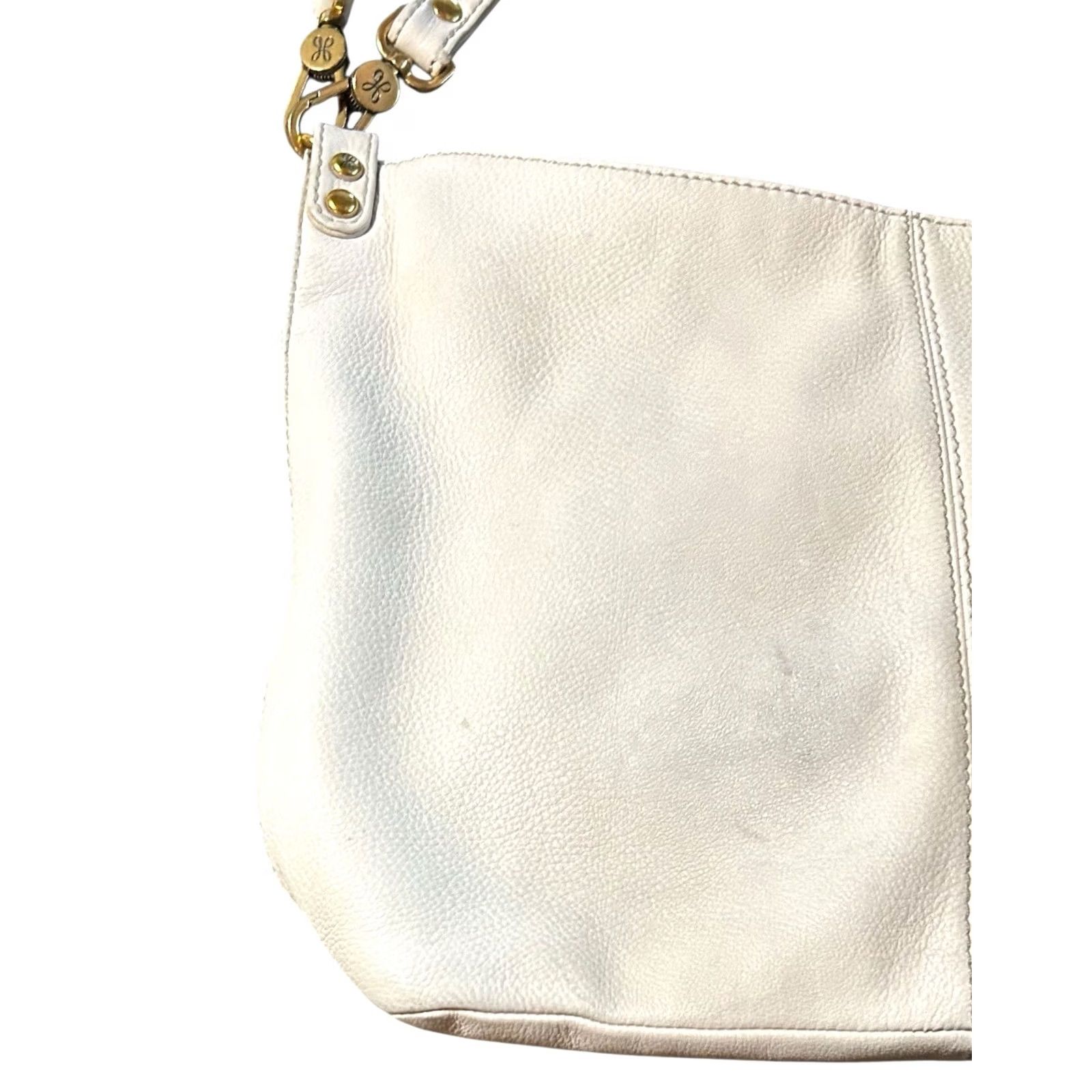 Vintage Hobo Women White Pebbled Leather Purse Shoulder HandBag Double Handles Size ONE SIZE - 3 Thumbnail