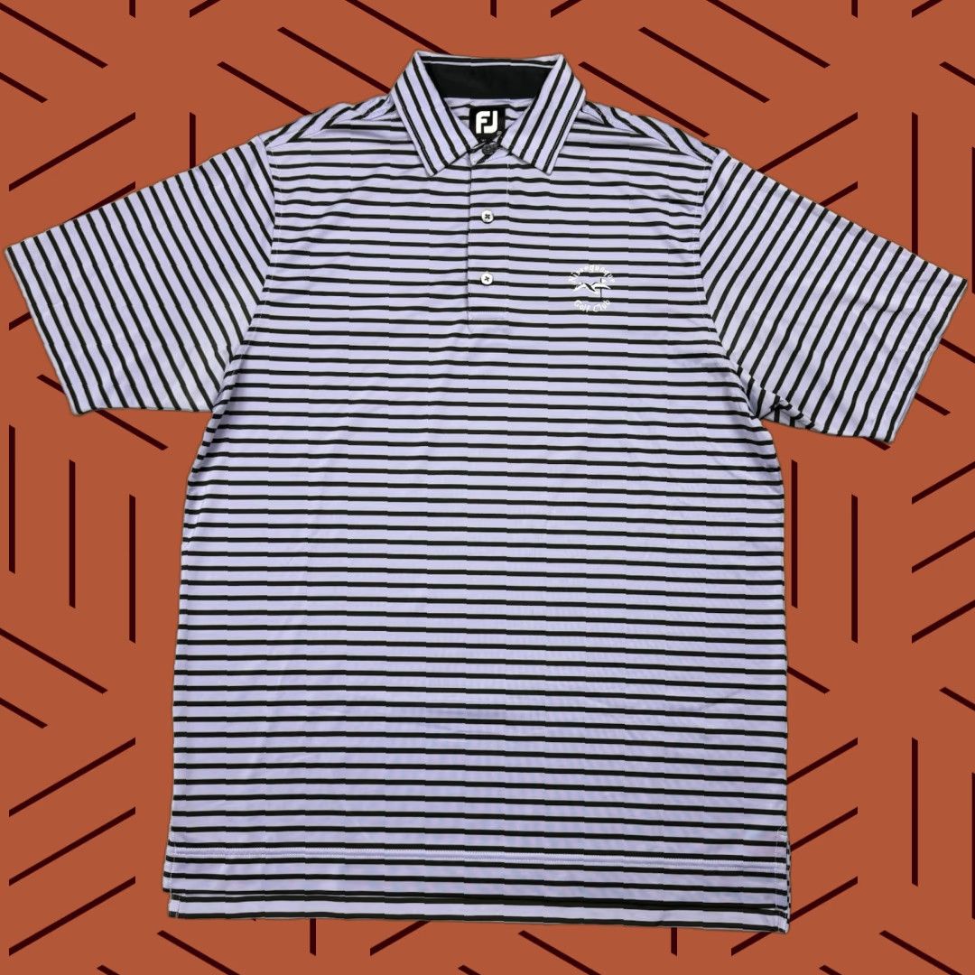 FOOTJOY FJ MENS PRODRY POLO STRIPED PURPLE/WHITE SHORT SLEEVE MEDIUM GOLF