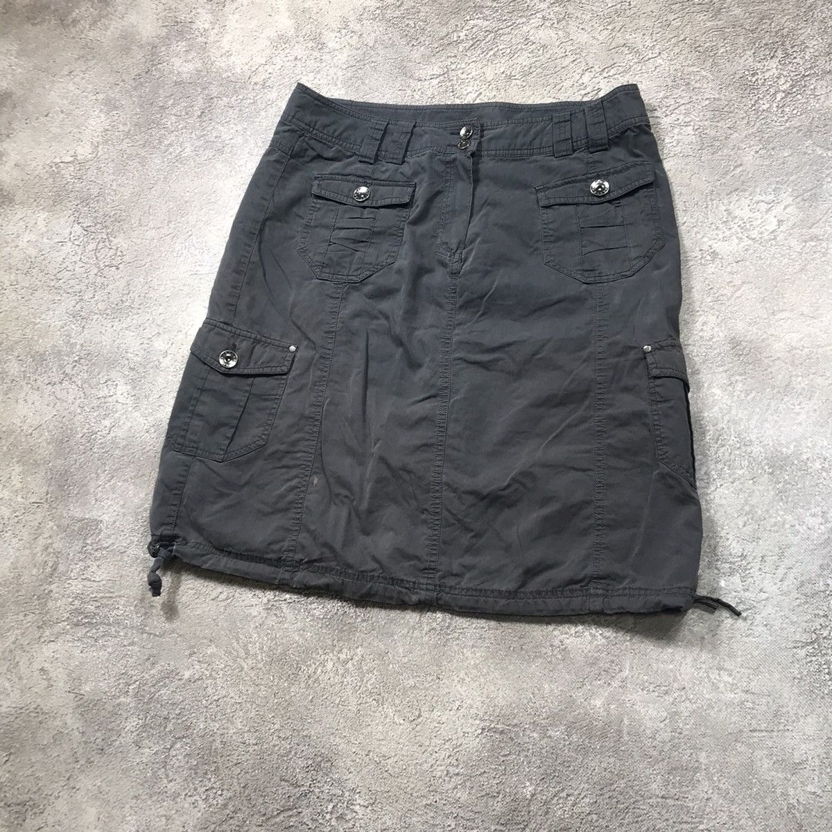 Vintage Y2K Black Cargo Midi Skirt Distressed Avant Garde Grunge 31 Size 31" - 4 Thumbnail