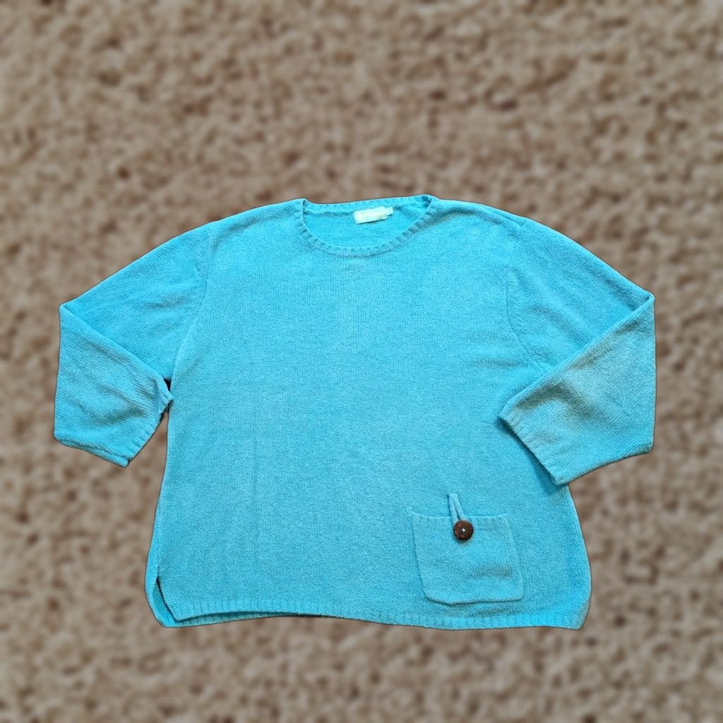 Vintage Anthonys Resort Wear Sweater Womens XL Blue Pocket Beachy Casual Top Basic Pullover Knit 3/4 Sleeve Round Neck Lightweight Regular Beach Theme Size XL / US 12-14 / IT 48-50 - 1 Thumbnail
