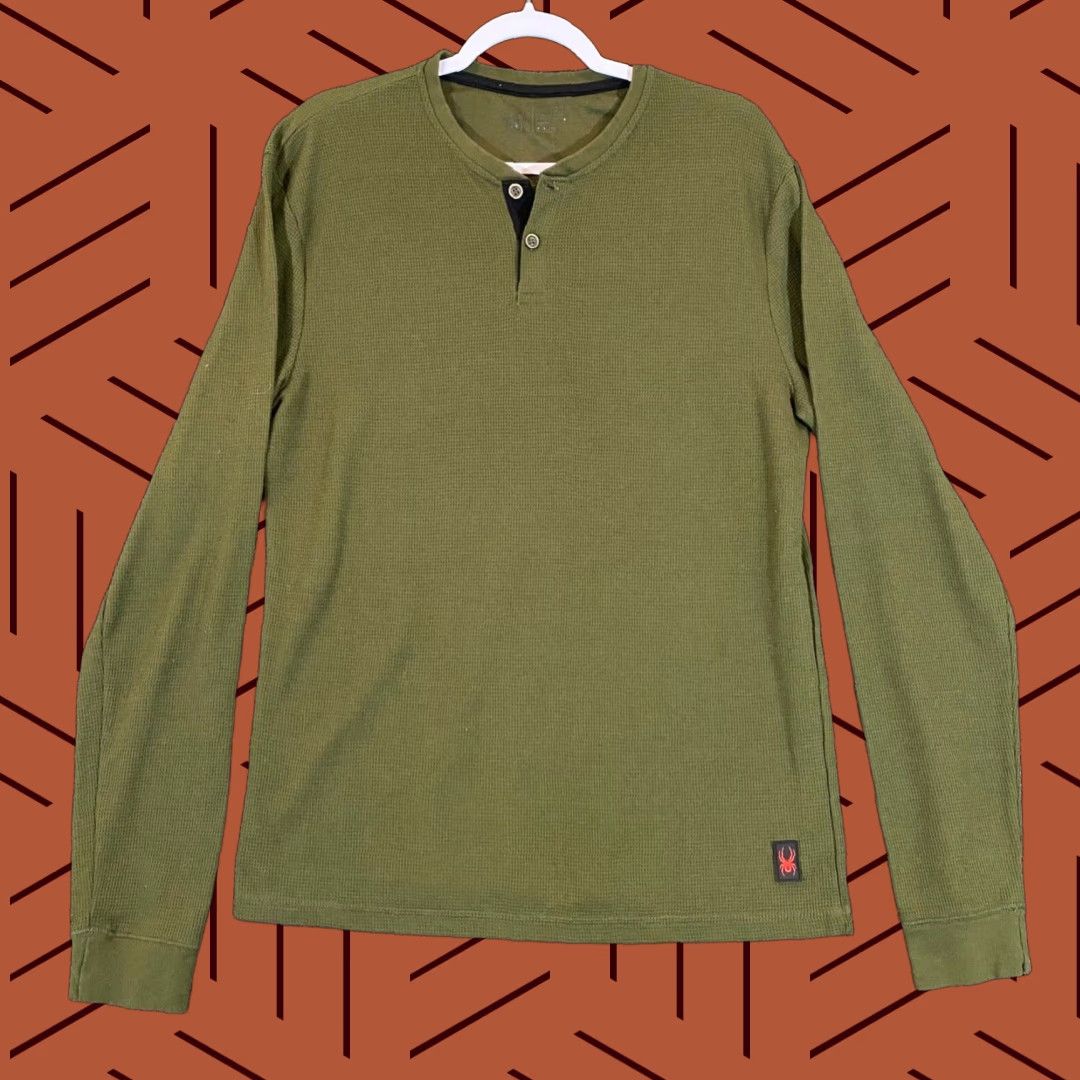 Spyder Spyder Shirt Mens XL Green Henley Waffle Thermal Tee Long Sleeve Outdoor Hiking Size US XL / EU 56 / 4 - 1 Thumbnail