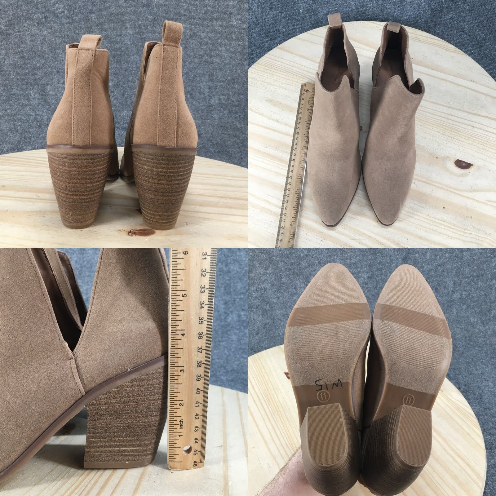 Vintage Universal Thread Boots Womens 11 Ankle Booties Beige Faux Leather Block Heels Size US 11 / IT 41 - 8 Thumbnail