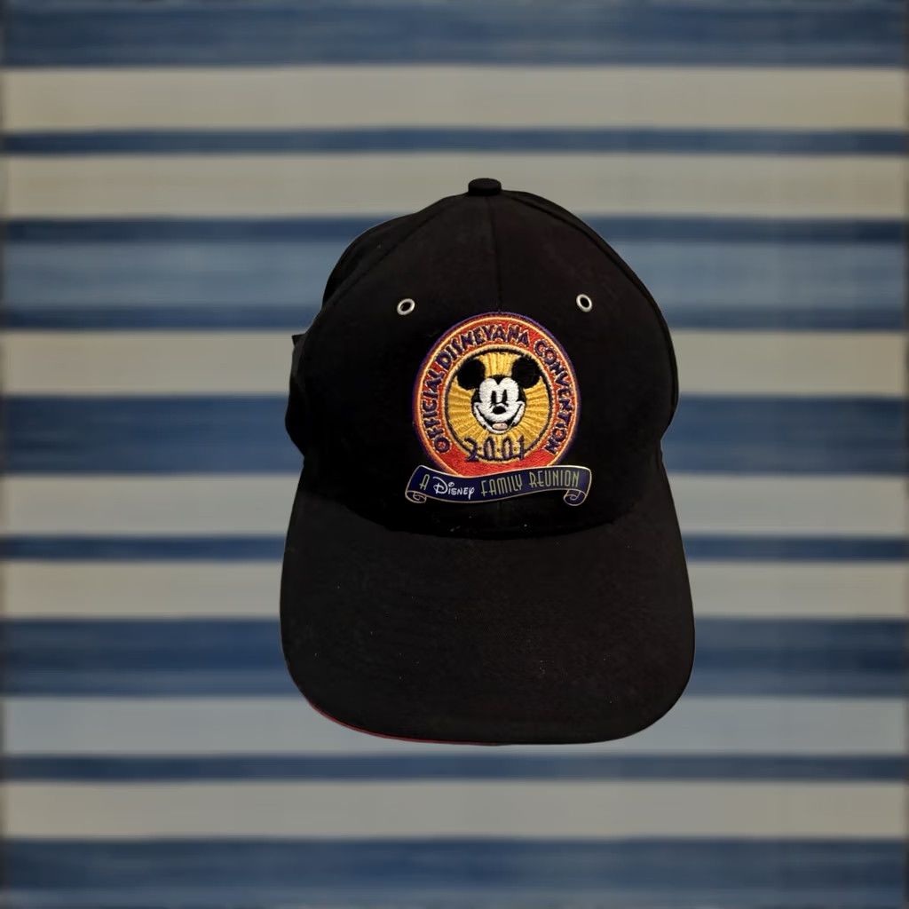 Disney VINTAGE Disney Disneyland Disneyana Convention Family Reunion Hat Cap NWT Mickey Mouse Black One Size Men Baseball Cap NWT Size ONE SIZE - 1 Thumbnail