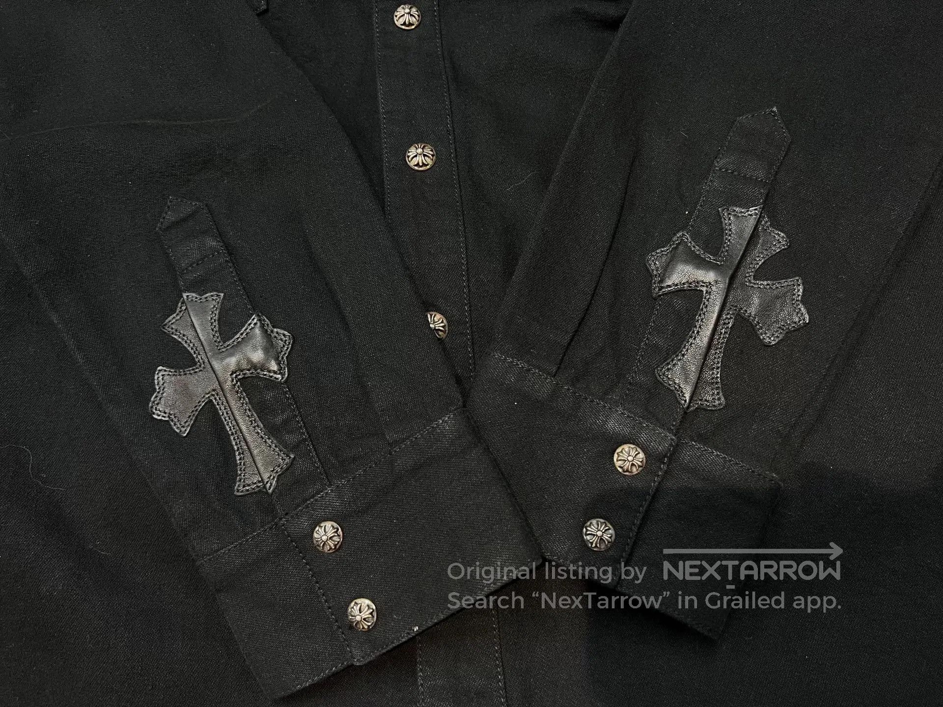 Chrome Hearts Chrome Hearts Denim Cross Leather Patch Shirt. Size US XL / EU 56 / 4 - 6 Thumbnail