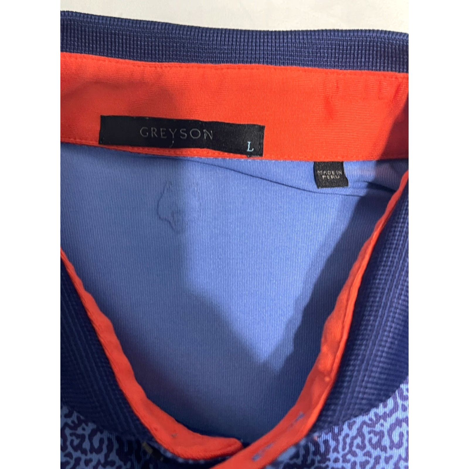 Vintage GREYSON Arctic Blue Polo Shirt Men L White Stretch Polyester Spandex Wolf Logo Sports Golf Tennis Walking Casual Brook Trout 90s Theme Size US L / EU 52-54 / 3 - 5 Thumbnail
