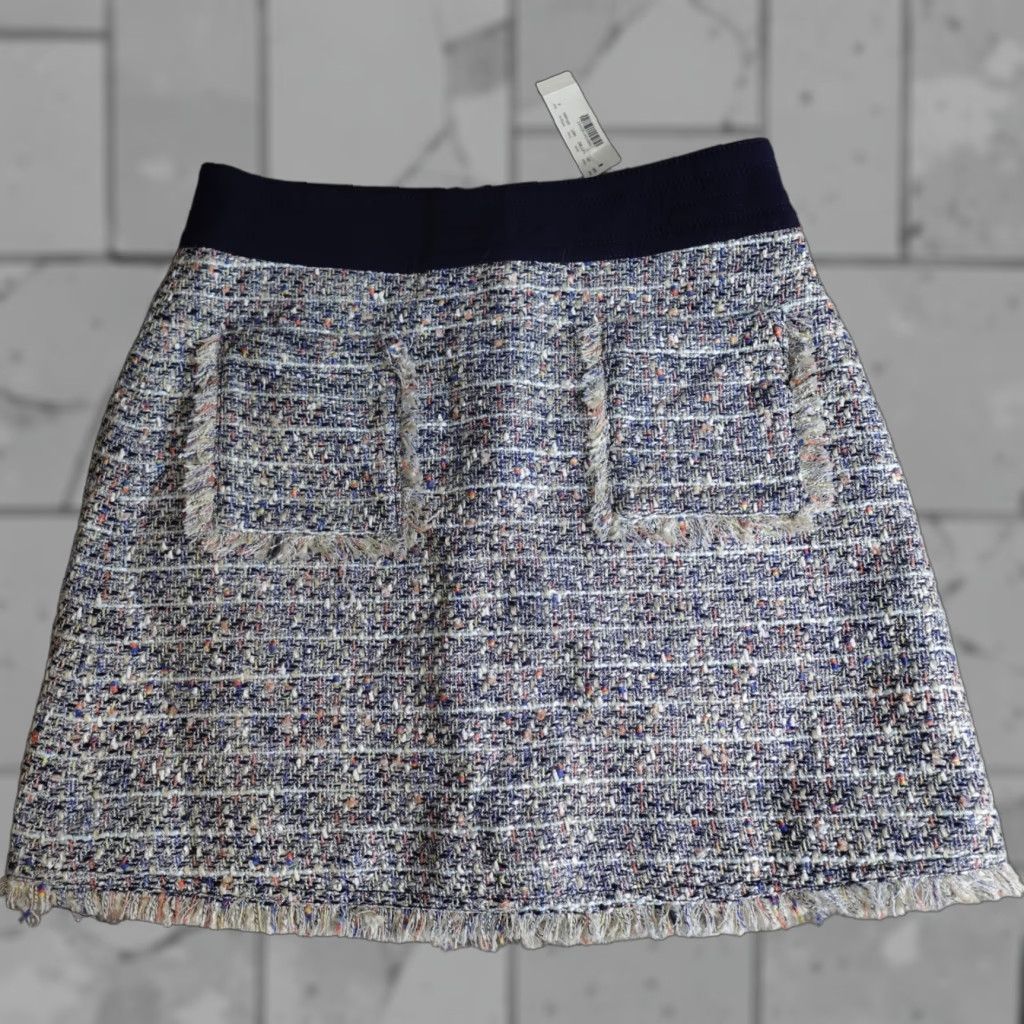J.Crew J.Crew Skirt Mini 6 Blue Tweed Lined E7383 NEW Womens Slim Rise Mid Short Pattern Solid Zip Size 28" / US 6 / IT 42 - 1 Thumbnail