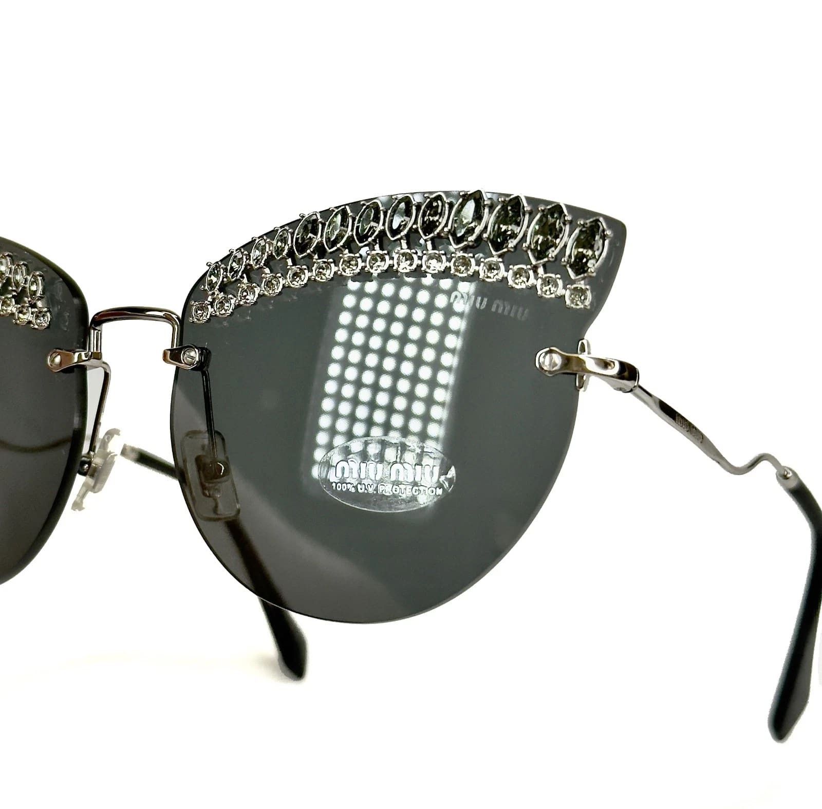 Miu Miu MIU MIU MU58TS 58T SCENIQUE CRYSTAL Jewel Silver Sunglass Size ONE SIZE - 4 Thumbnail