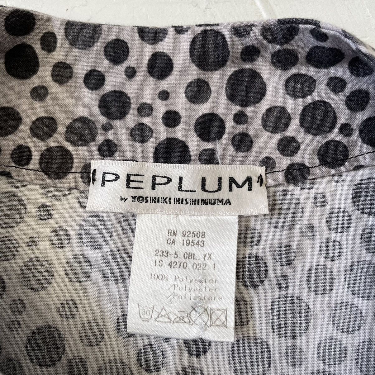 Japanese Brand Peplum by Yoshiki Hishinuma Black Gray Polkadot Top Blouse Size M / US 6-8 / IT 42-44 - 5 Thumbnail