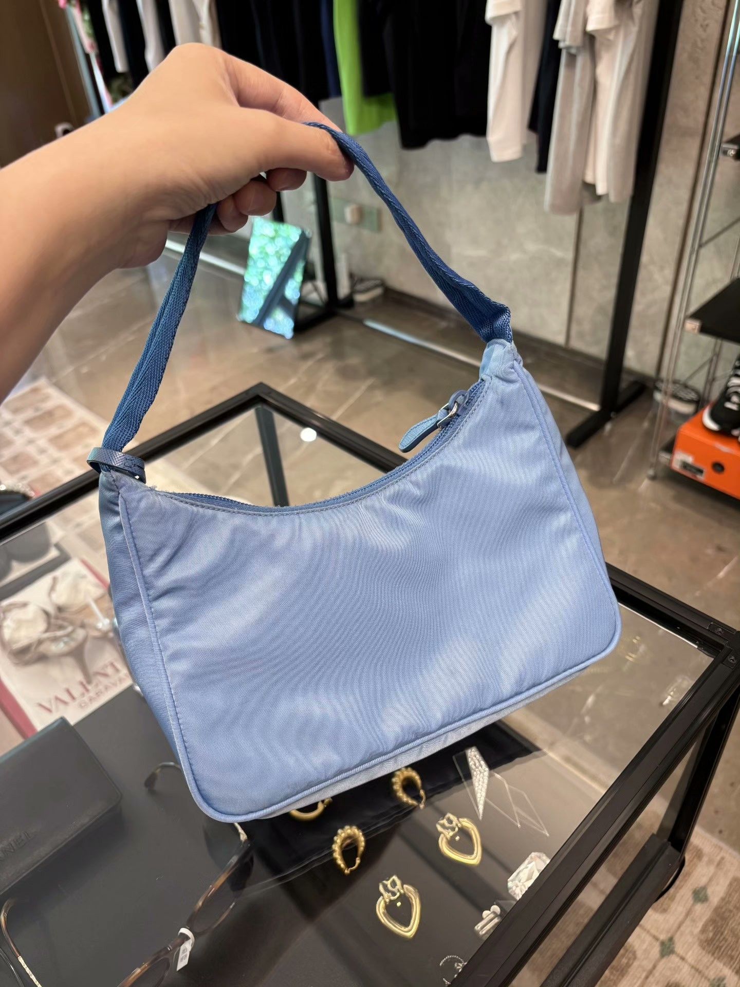 Prada Prada Nylon Blue Shoulder Bag OS Women Size ONE SIZE - 1 Thumbnail