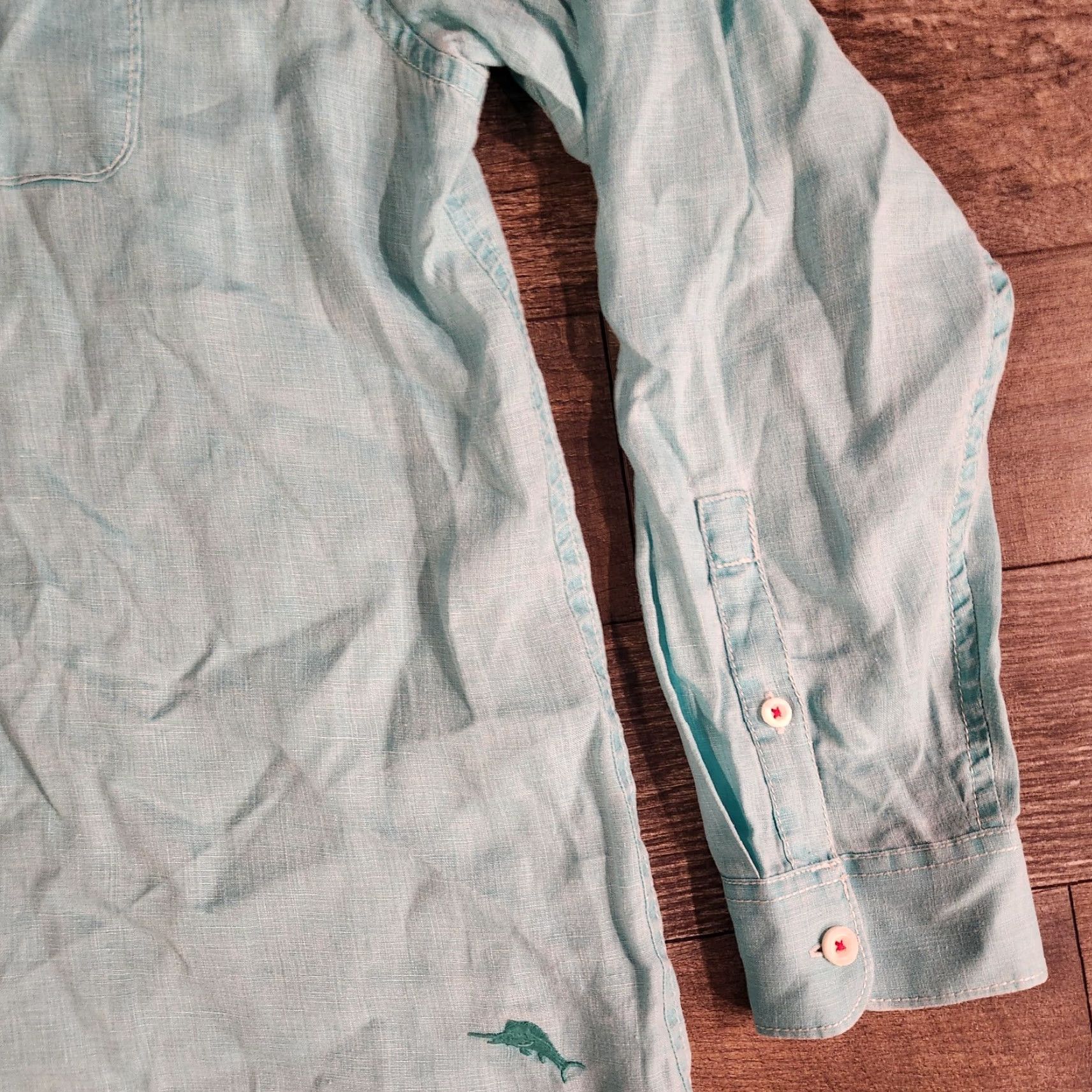 Tommy Bahama Tommy Bahama Shirt 2XL Button-Up Long Sleeve Linen Beach Teal Blue Casual Mens Size US XXL / EU 58 / 5 - 2 Thumbnail