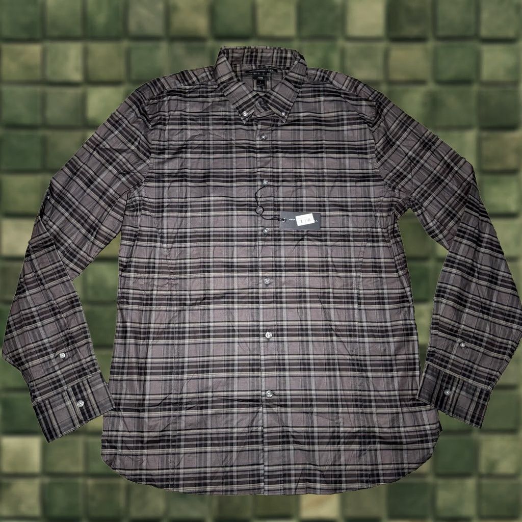 John Varvatos John Varvatos Star USA Luxe Grey Plaid Button Down Shirt LARGE Regular Fit Mens Size US L / EU 52-54 / 3 - 1 Thumbnail