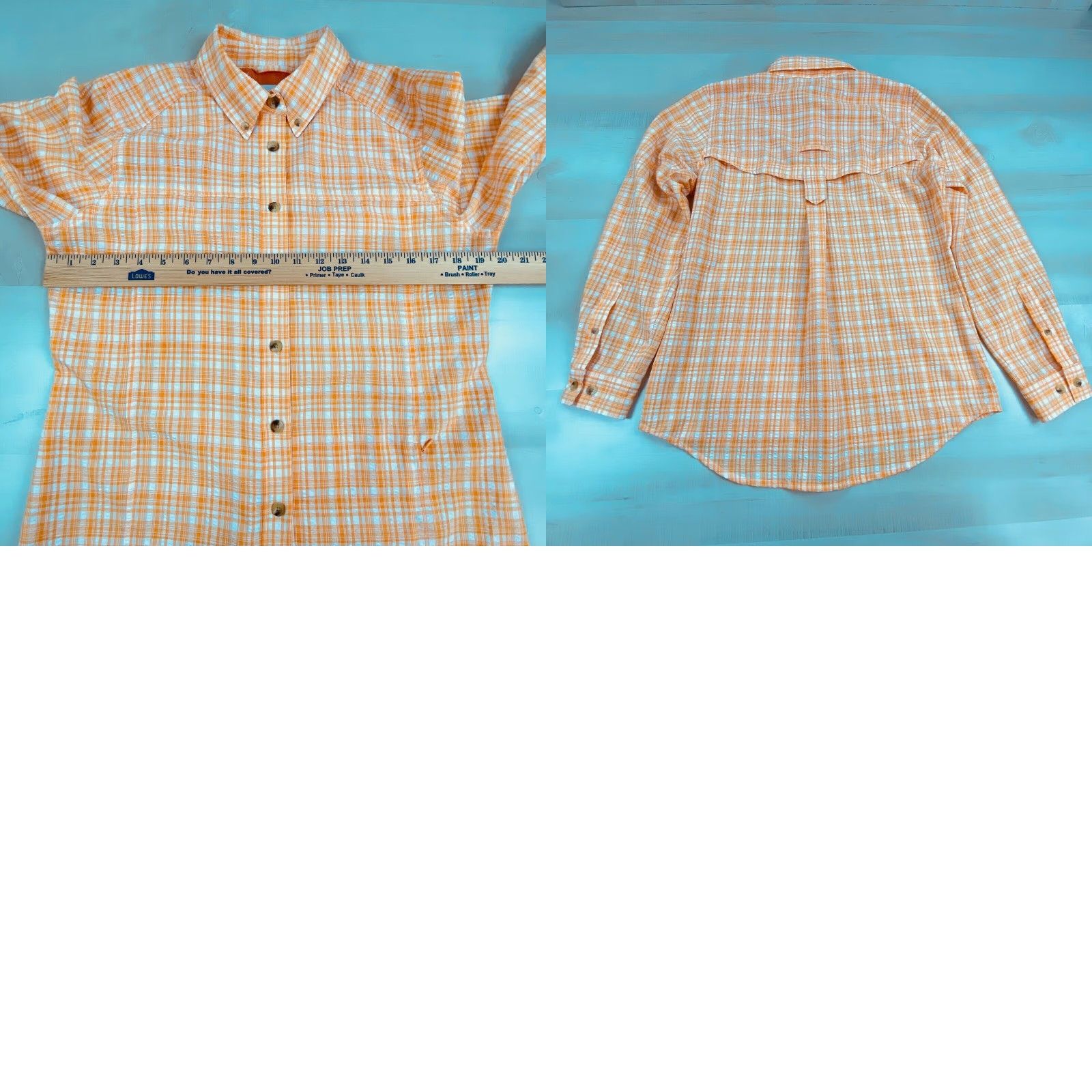 Vintage Gardener's Supply Co Women's Orange Plaid Long Sleeve Button Up Shirt Medium Size M / US 6-8 / IT 42-44 - 8 Thumbnail
