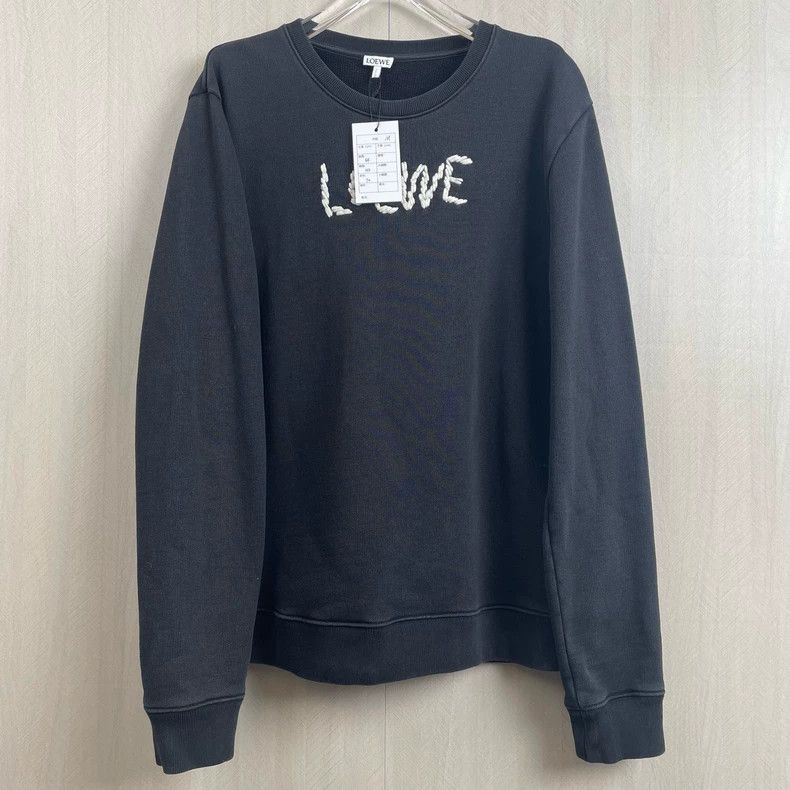 Loewe LOEWE Black classic embroidered logo round neck hoodie Size M / US 6-8 / IT 42-44 - 1 Thumbnail