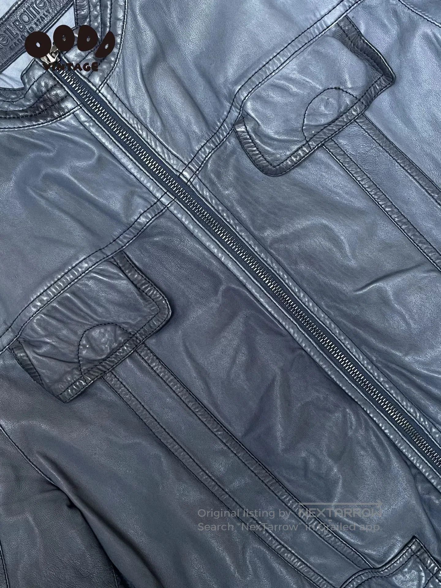 Neil Barrett Neil Barrett Blue Distressed Leather Jacket. Size US M / EU 48-50 / 2 - 5 Thumbnail
