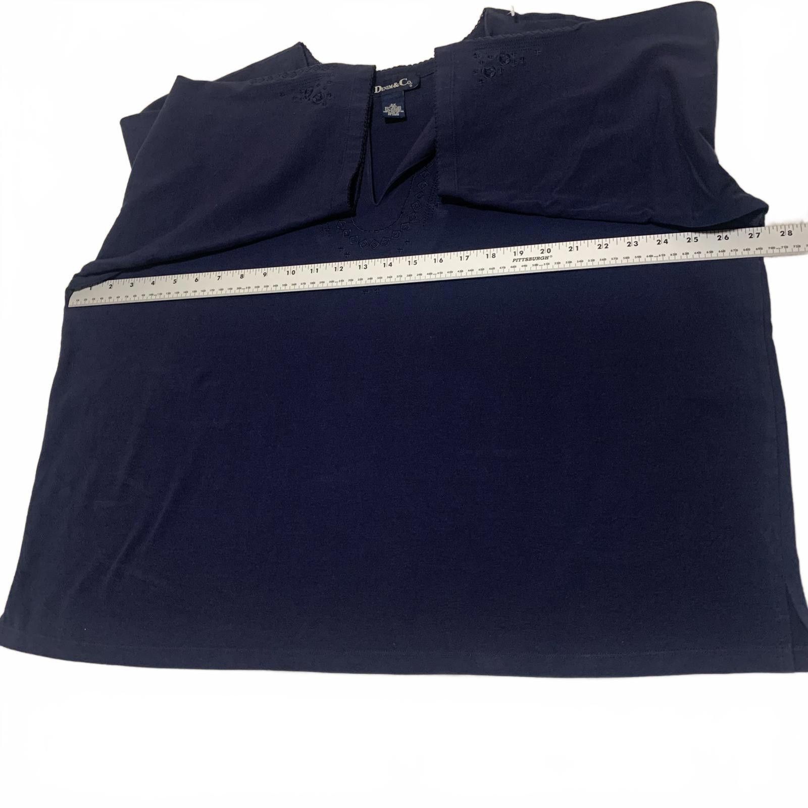 Denim & Co. Denim & Co Navy Blue Women's Blouse 3X Embroidered Size 3XL / US 20-22 - 8 Thumbnail
