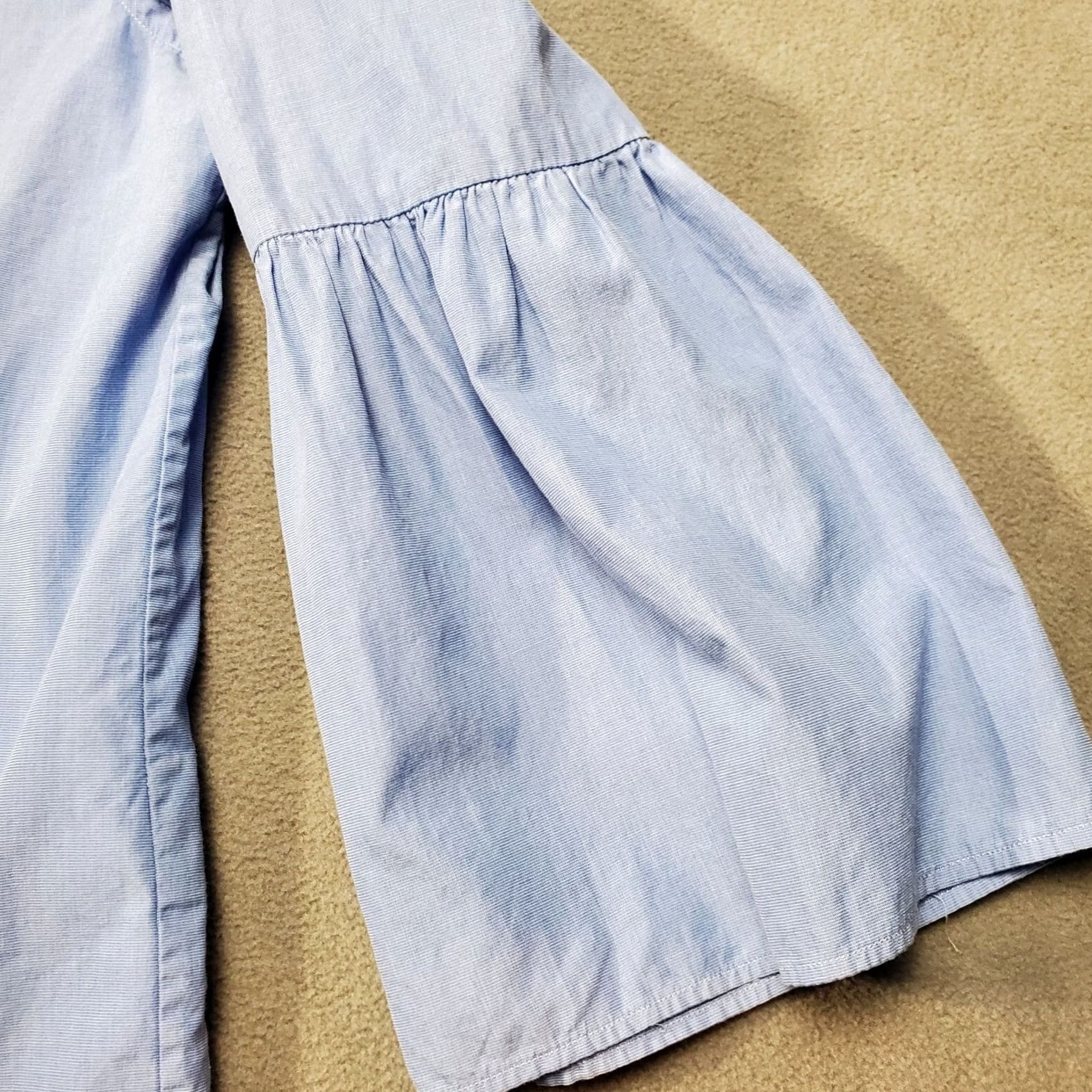 Polo Ralph Lauren Polo Ralph Lauren Shirt Womens 4 Blue Long Bell Sleeves Cotton Button Up Size S / US 4 / IT 40 - 3 Thumbnail