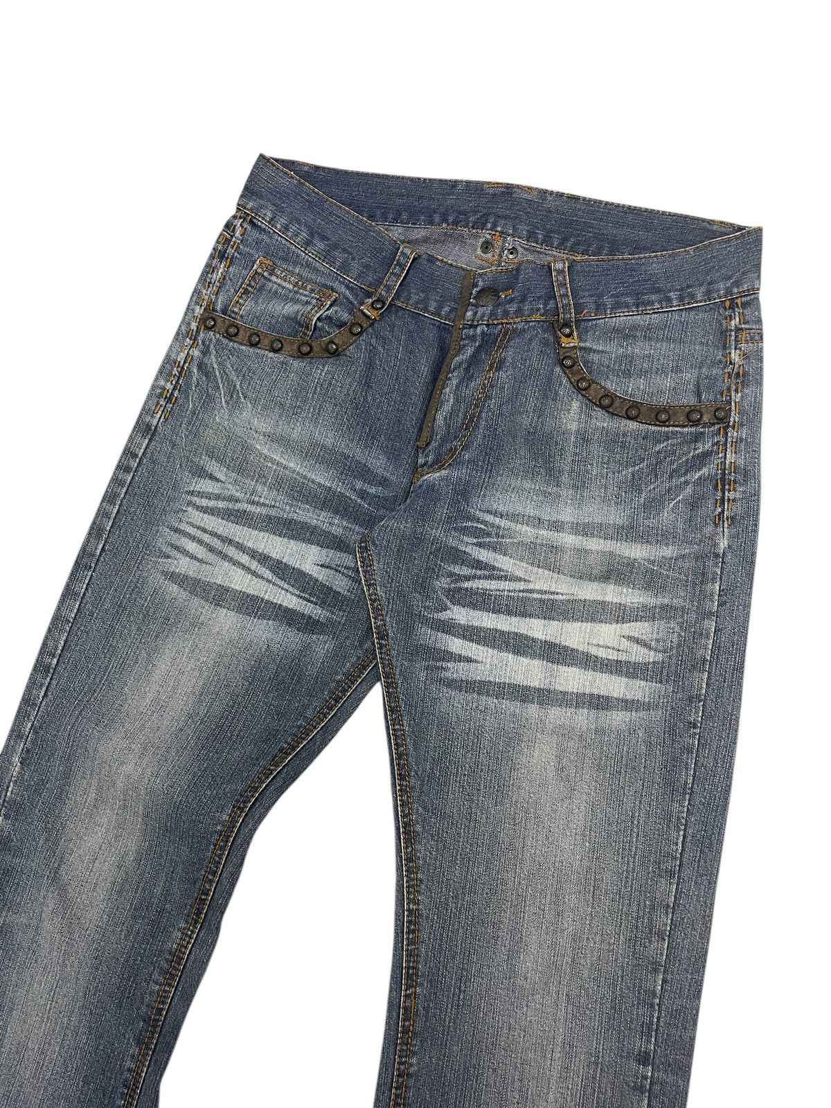5351 POUR LES HOMMES 291295=Homme Studded Leather Pocket Jeans Size US 31 - 1 Thumbnail