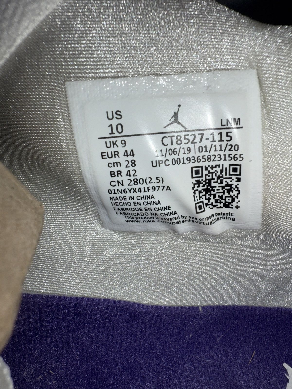Jordan Brand Jordan 4 Metallic Purple Size US 10 / EU 43 - 7 Thumbnail