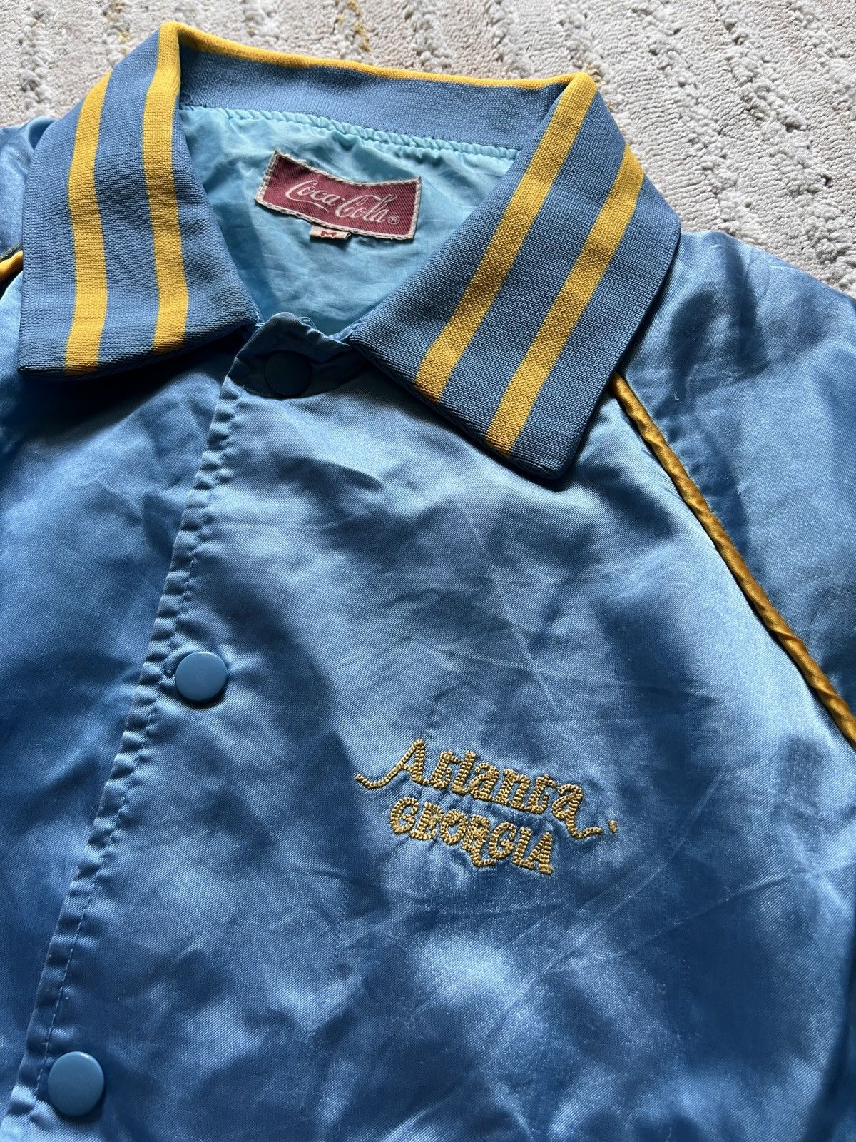 Coca Cola × Vintage Vtg Coca Cola Light Blue Embroided Satin Jacket Size US M / EU 48-50 / 2 - 8 Thumbnail