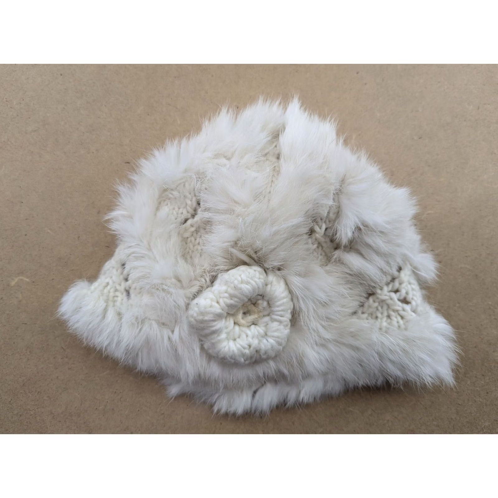 Vintage Wigens Rabbit Fur Hat Womens One Size White Stretch Beanie Size ONE SIZE - 2 Thumbnail