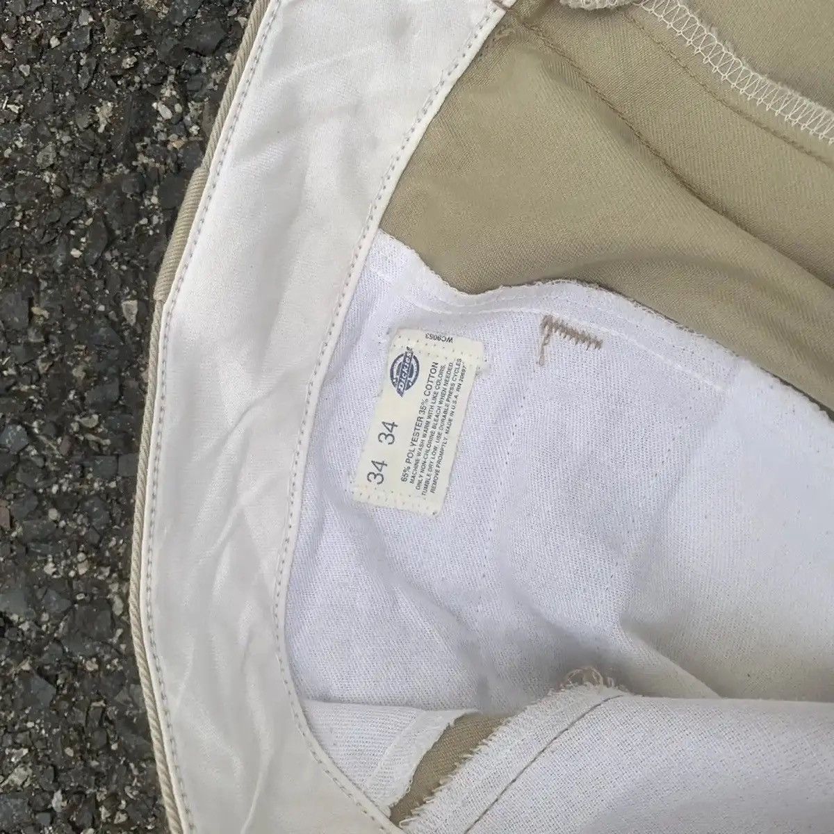 Dickies × Vintage VINTAGE DICKIES TROUSERS KHAKI BLANK TALON MADE IN U.S.A Size US 31 - 17 Thumbnail