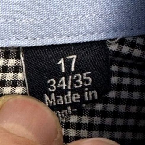 Nautica Nautica Dress Shirt Mens 17 34-35 Black White Shepherd Check Button-Down Shirt Size 46R - 6 Thumbnail