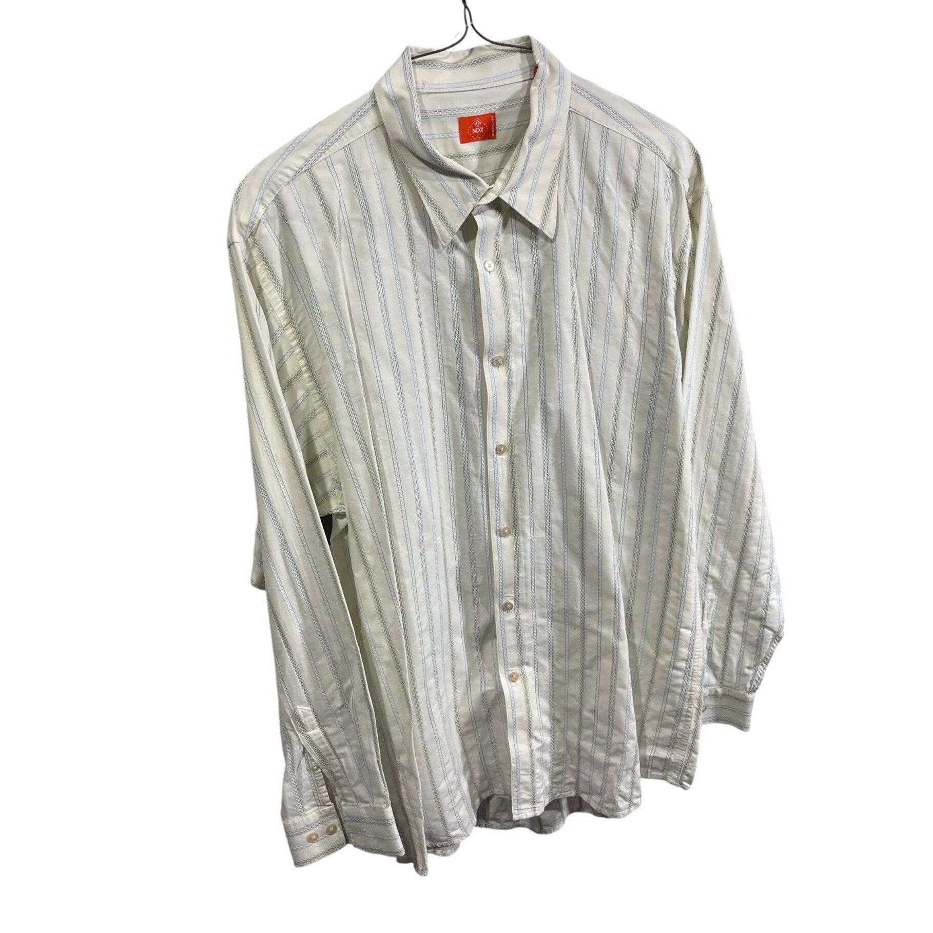 Other NDX Nederland Mens Striped Button-Down Shirt 2XL White & Blu Size US XXL / EU 58 / 5 - 1 Thumbnail