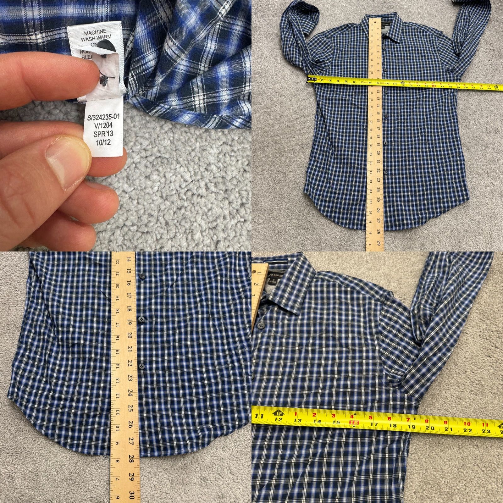 Banana Republic Banana Republic Button-Down Shirt Men Small Blue Plaid Cotton Long Sleeve Casual Regular Fit Womens? No Size US S / EU 44-46 / 1 - 9 Thumbnail
