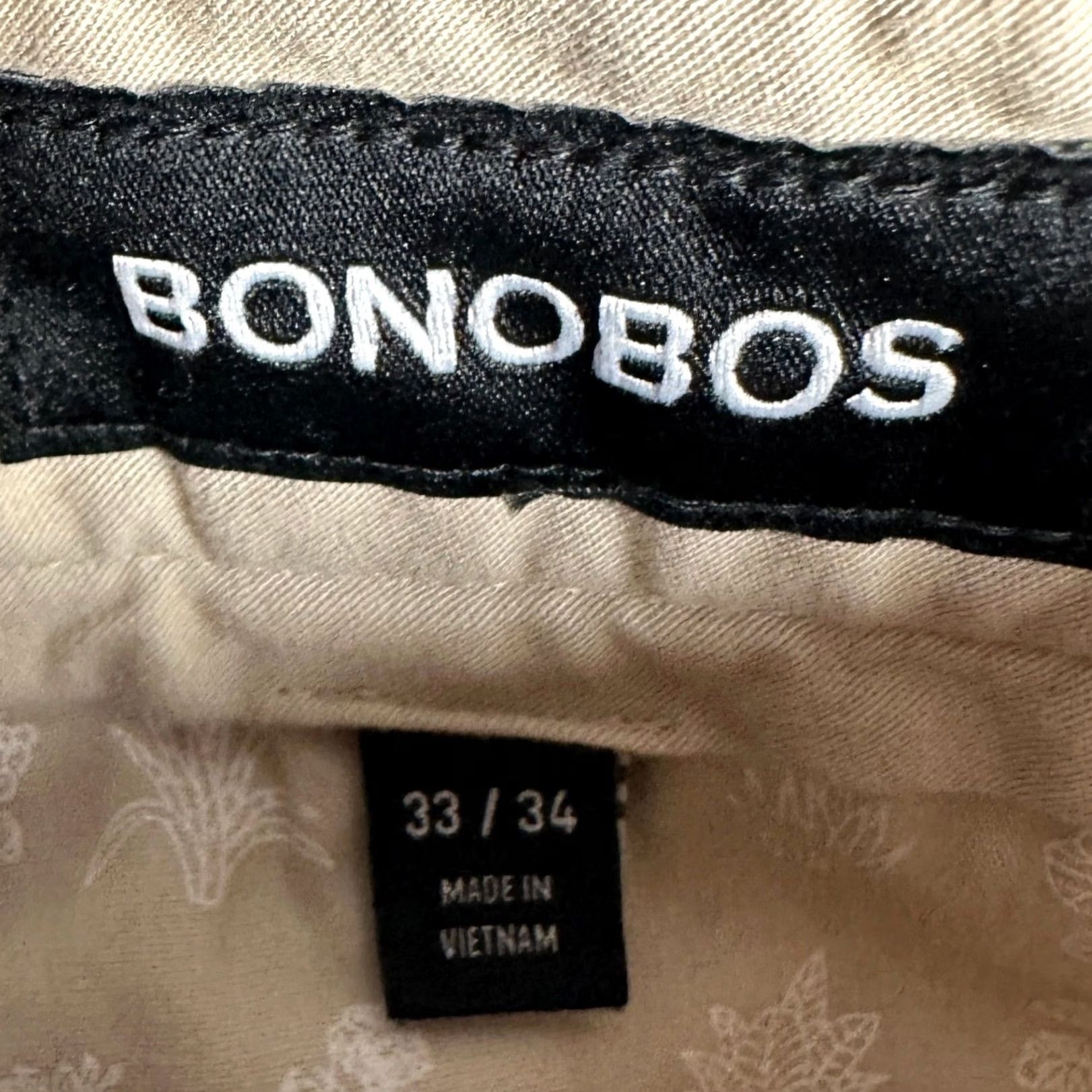 Bonobos Bonobos Pants Slim Khakis 33 Regular Tan Beige 33x34 Chino Flat Front Stretch Tapered Mens Size US 33 - 4 Thumbnail