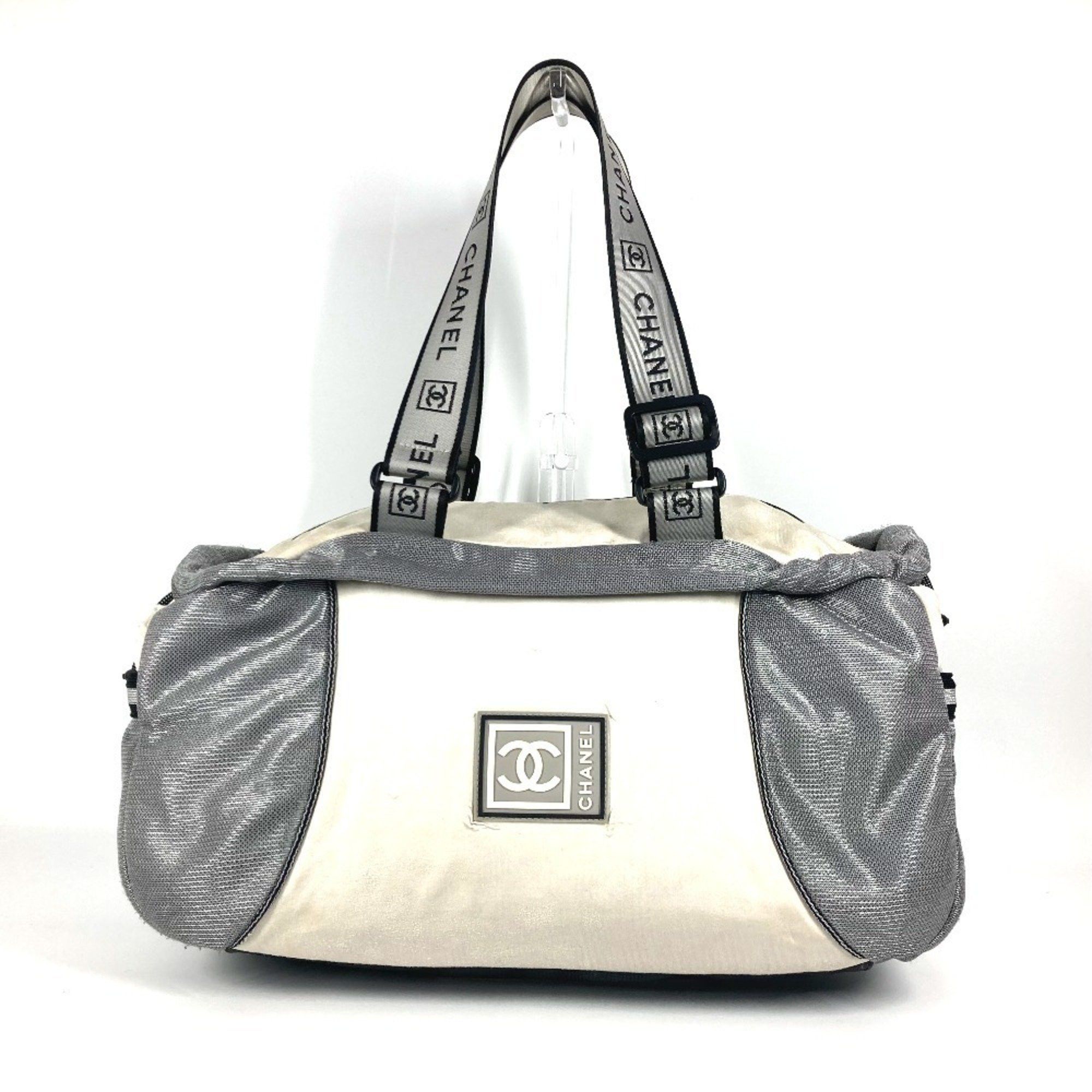 Chanel Sport Cc Coco Mark Shoulder Bag Travel Boston Nylon Women's Gray in Grey