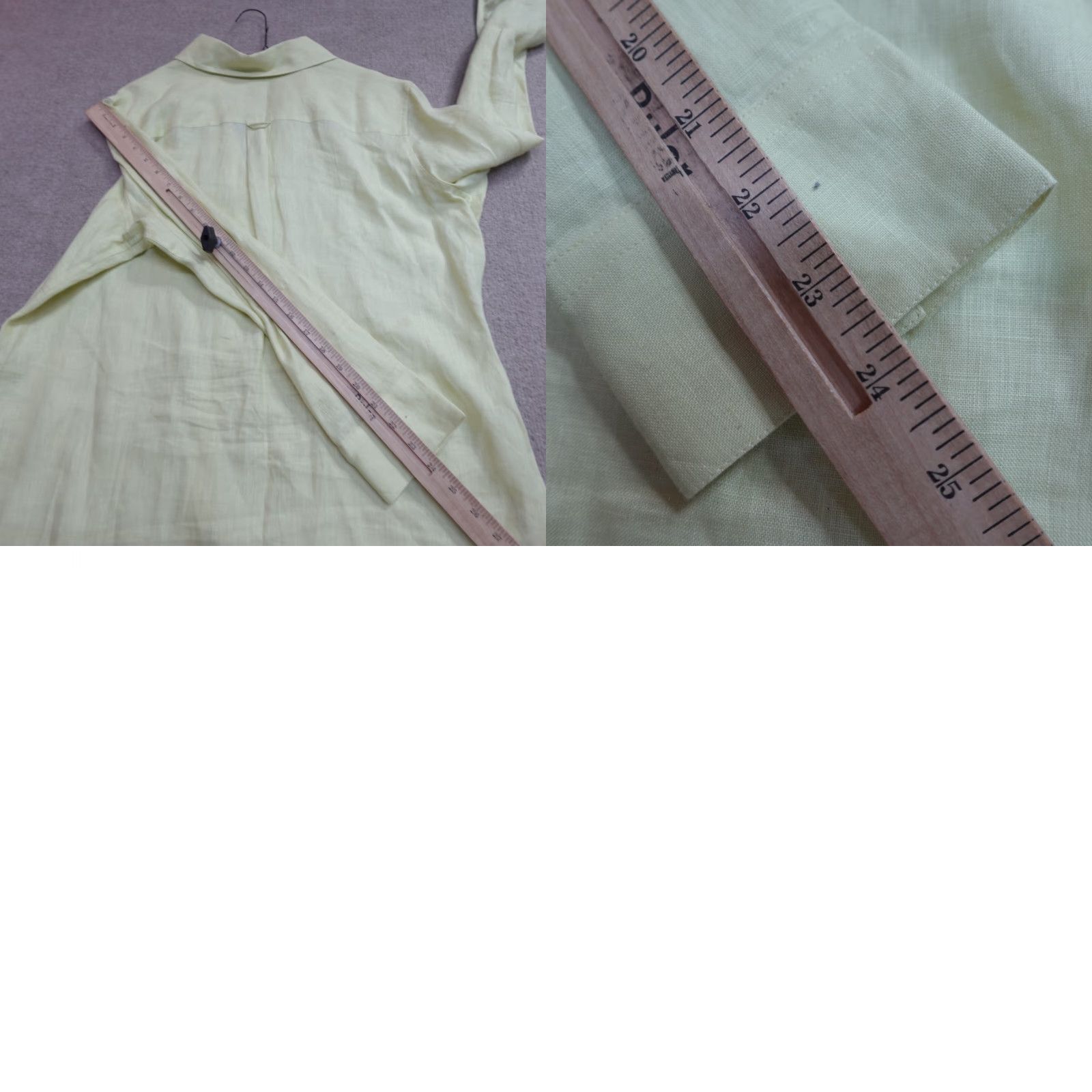 Talbots Talbots Shirt 16P Yellow Green Solid 100% Irish Linen Long Sleeves Size XXL / US 16-18 / IT 52-54 - 8 Thumbnail