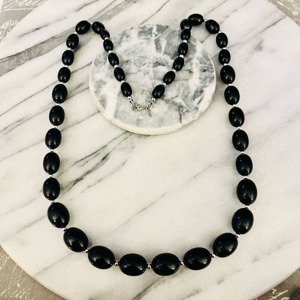 Monet Vintage Signed Monet Beaded Necklace Black Acrylic Size ONE SIZE - 1 Thumbnail